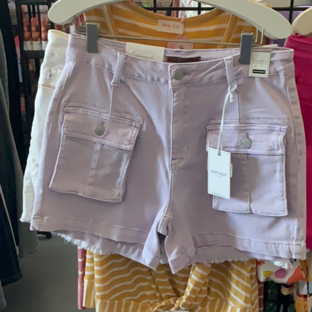 Judy Blue Purple Cargo Shorts Practical Design
